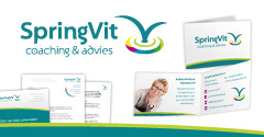 Grafisch ontwerp logo, visitekaartjes, briefpapier, Powerpointsjablonen en webdesign voor SpringVit Coaching