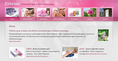 Website met vrouwelijke uitstraling en roze kleuren